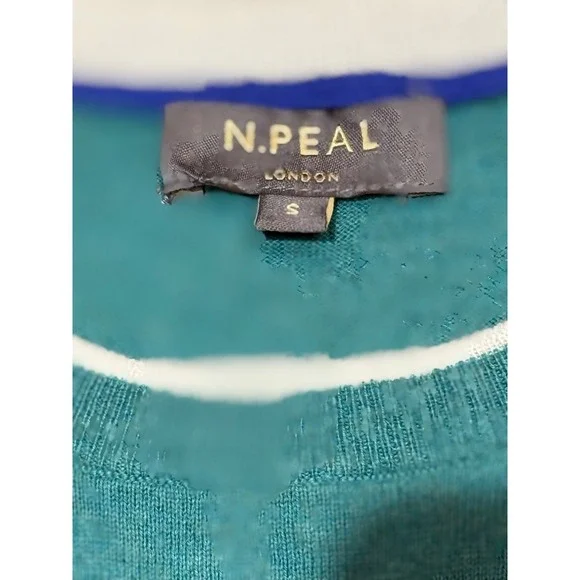 N.Peal London Aqua Blue Cotton-Cashmere Tee (NWOT) – Size S - Picture 3 of 5